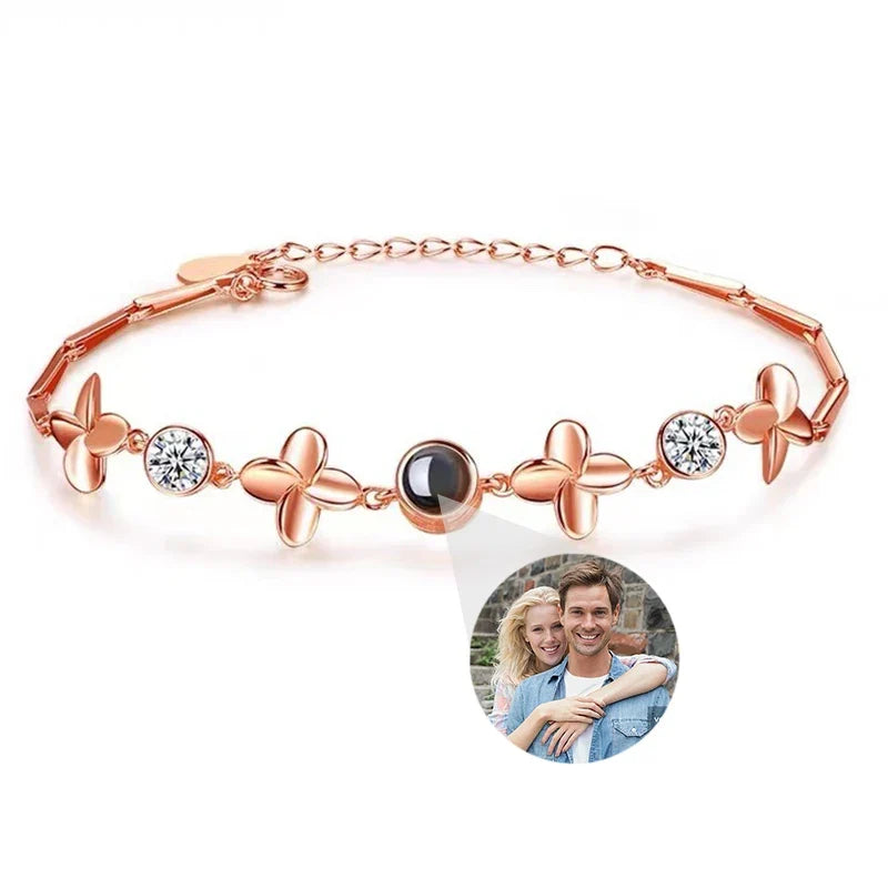 Custom Photo Bracelet Personalized Projection Bracelets with Picture Inside 100 Languages I Love You Stainless Steel Bracelet