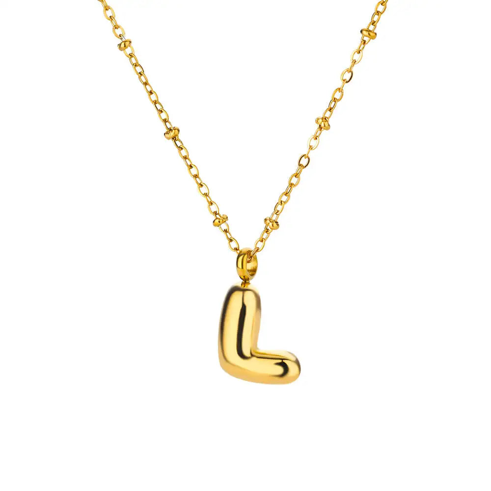 Vintage Initial Letter Necklaces For Women Stainless Steel Chain Collar Pendant Necklace 2024 New Wedding Couple Jewelry Gift