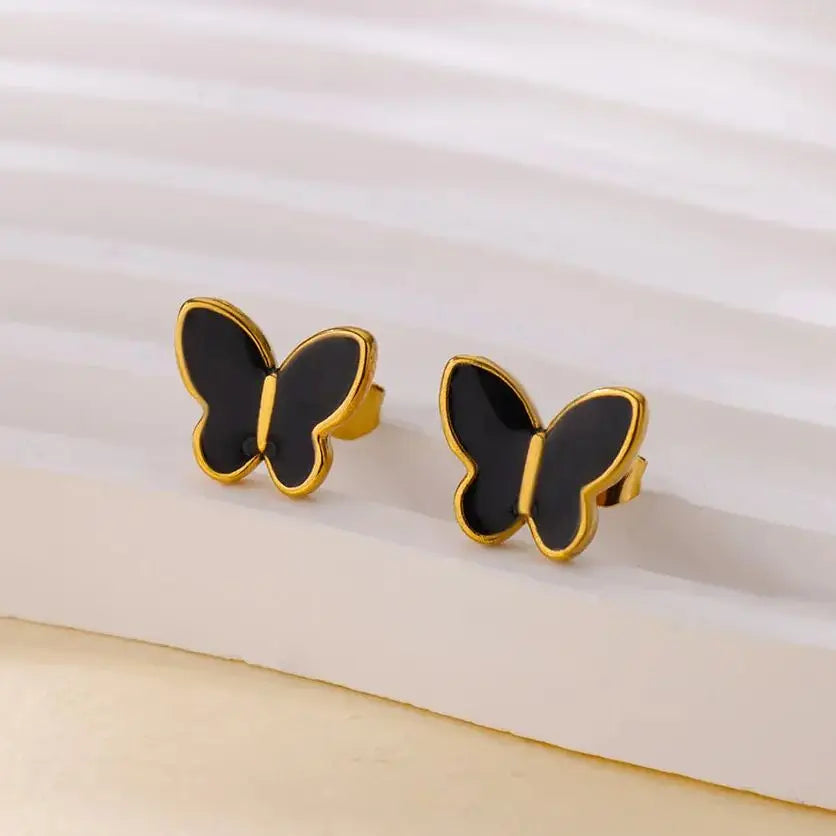 Stainless Steel White Butterfly Earrings for Women Elegant Ear Accessories Aesthetic Butterfly Stud Earring Wedding Jewelry Gift