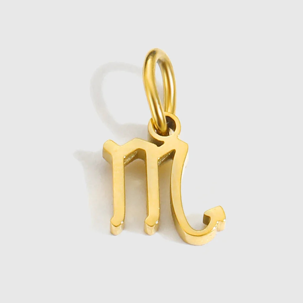 12 Zodiac Signs Pendant Accessories Stainless Steel Constellation Necklace Birthday Gift