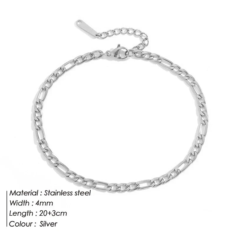 Franco Link Chain Anklets For Men Women Hip Hop Rapper Stainless Steel Foot Jewelry Leg Chain Ankle Cuban Chains