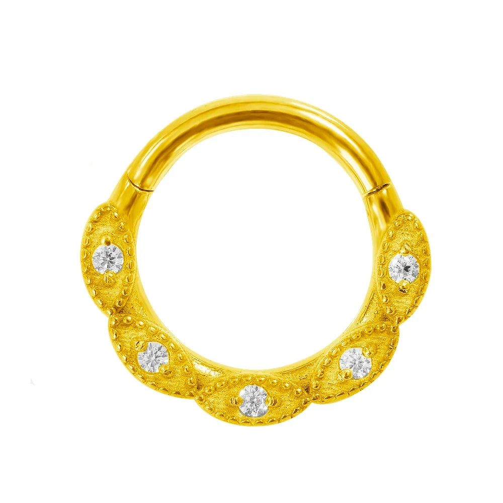 Flowers Nose Ring Septum 100% 316L Surgical Steel Zircon Clicker Daith Piercing Ear Cartilage Helix Hoop Flowers Water Drops