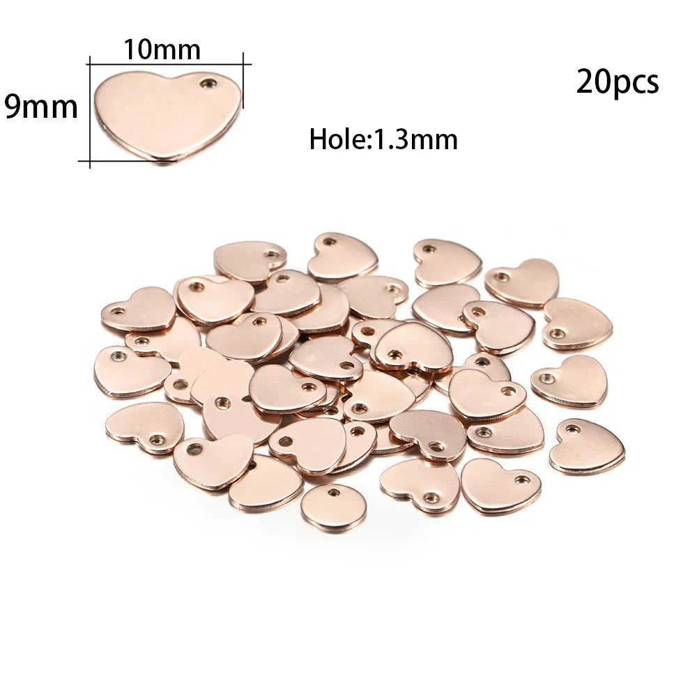 10-50Pcs Gold Stainless Steel Customized Dog Tag Heart-Shaped Oval Blanks Charm Pendant Charms For DIY Jewelry Making Supplies