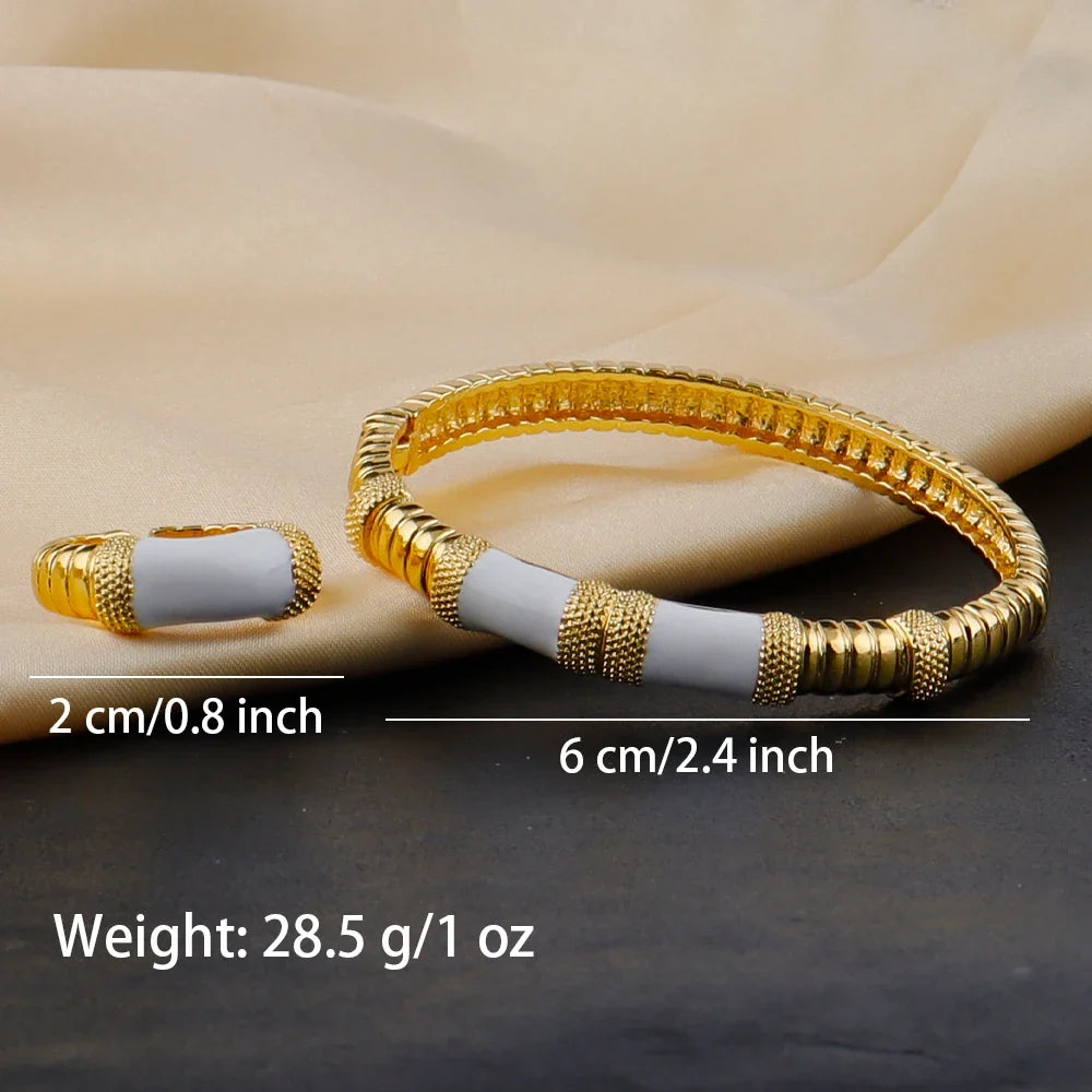 gold plated ring and bracelet nigerian jewelry set High Temperament Multy Colors Personalized bracelets Girl Gift Free Shipping