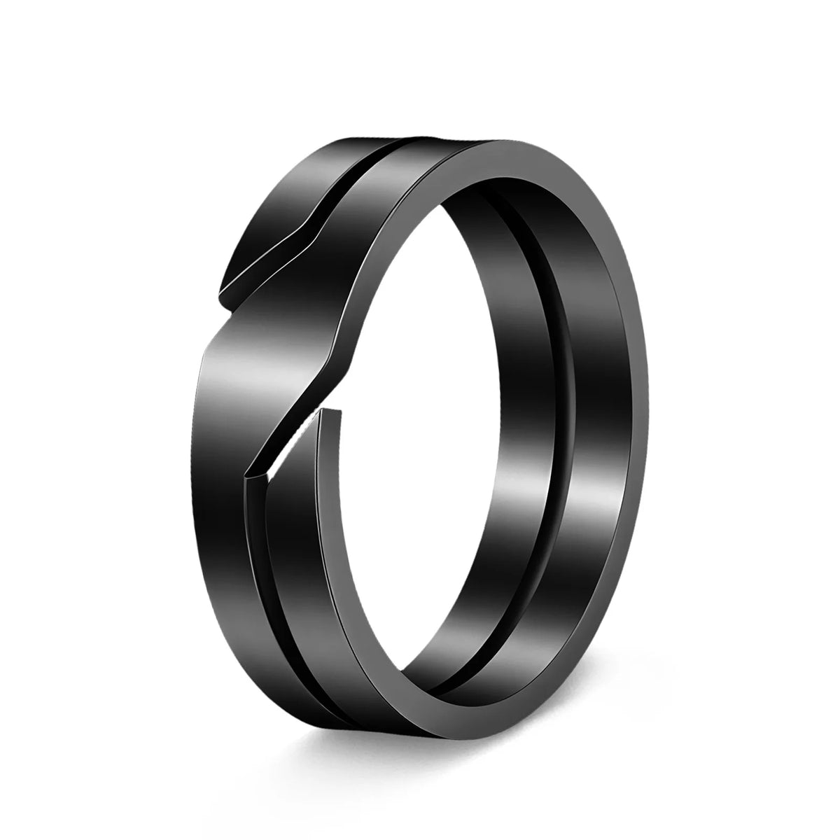 Kissmoon Minimalist Fashion Geometric Slanted Notch Couple Stainless Steel Ring for Men Women Wedding Band Party Jewelry Gifts