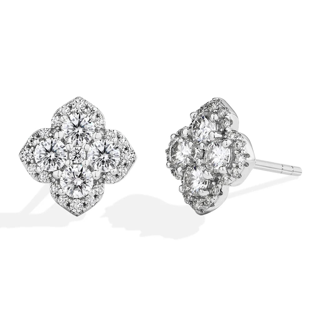 MINTYBOX S925 Silver D/VVS1 Moissanite Stud Earrings for Women Clover Lab Diamond Earring 1.054ctw Luxury Wedding Fine Jewelry
