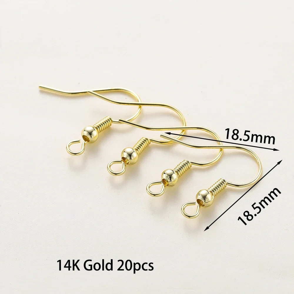 20pcs/lot 6 Styles 14K 18K Gold Plated Earring Wires With Ear Hook Earrings Clasp Findings Supplies For  DIY Jewelry Making