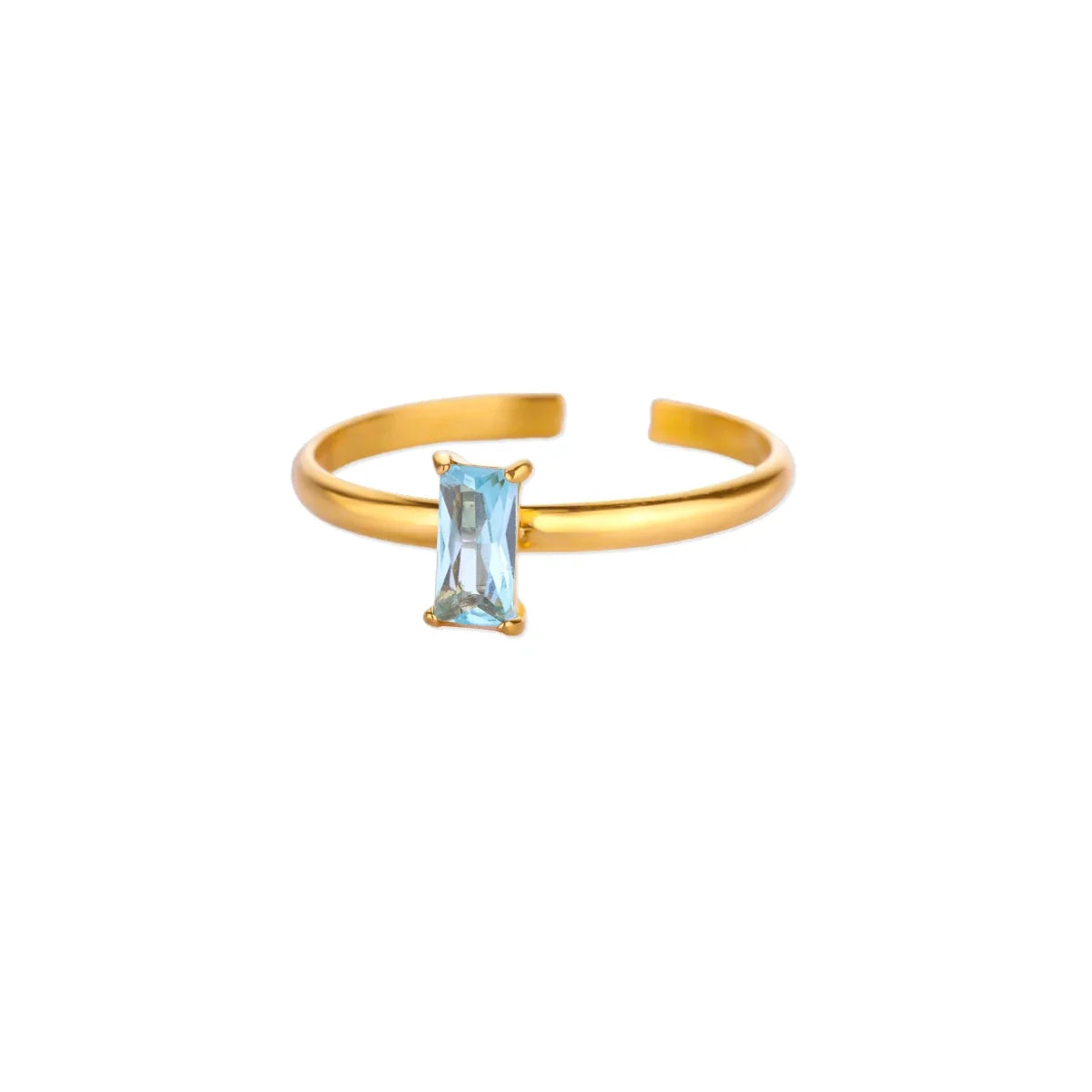 Stainless Steel Birthstone Rings For Women Gold Color Zircon Birthstone Opening Ring Minimalist Christmas Birthday Jewelry Gift
