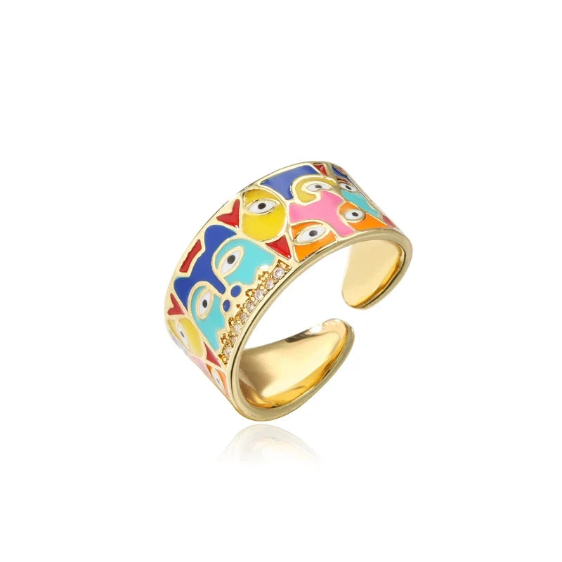NEWBUY 2024 New Rings For Women White CZ Handmade Enamel Lovely Cat Unique Trendy Ring Party Fashion Jewelry