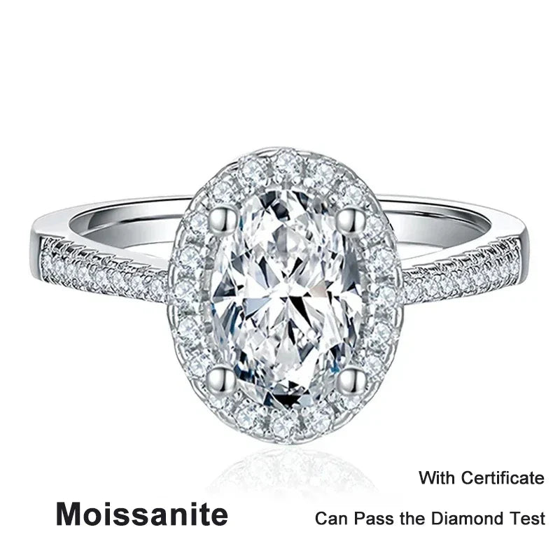 NeeTim 1CT 2CT D VVS1 Oval Cut Moissanite Rings for Women 925 Sterling Silver Lab Dimond Engagement Wedding Party Ring Wholesale