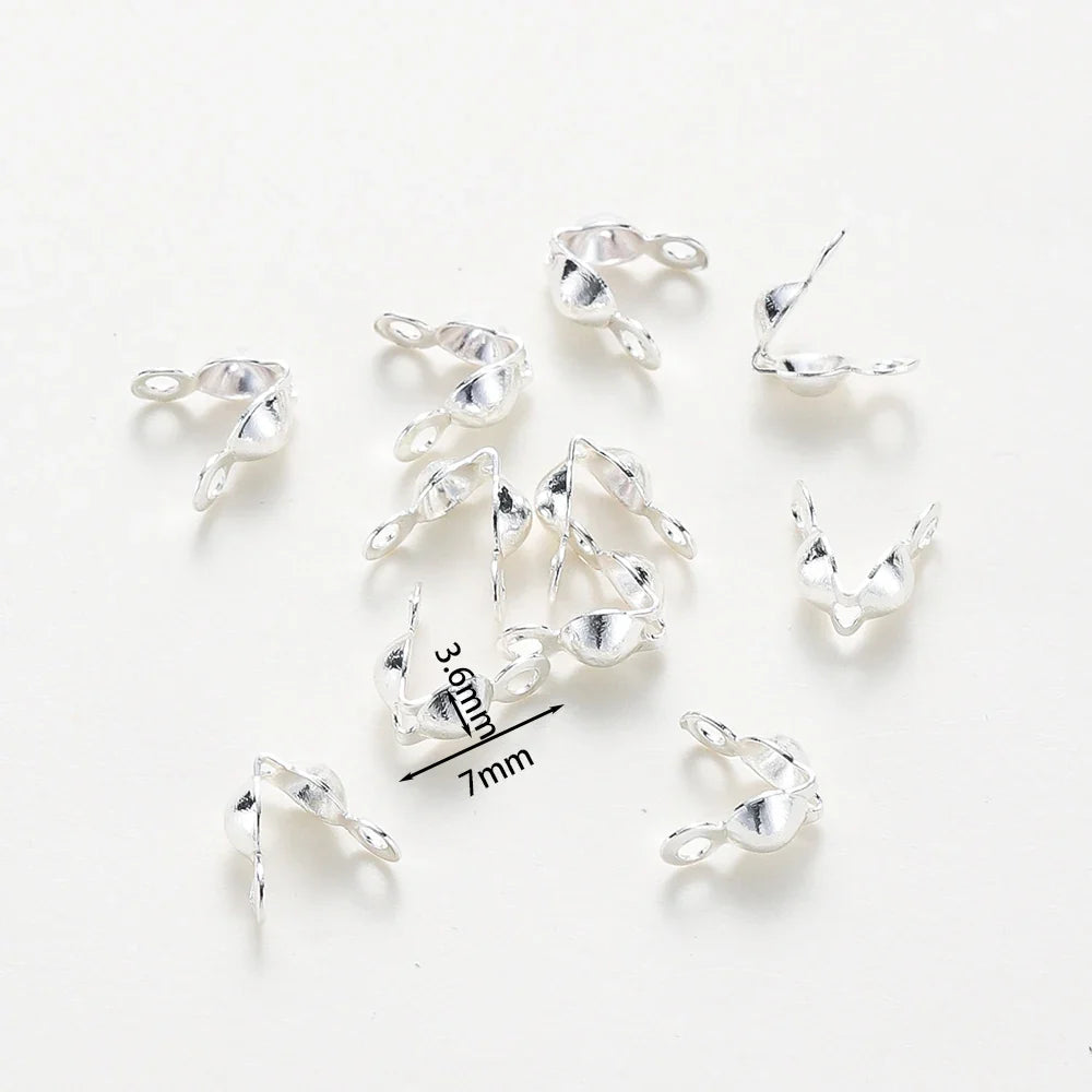 14K 18K Real Gold Plated Double Hole End Clasp Beads Open Cover Crimp Connector Beads For DIY Jewelry Making Necklace Component