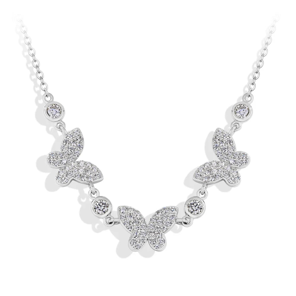 MINTYBOX S925 Silver Butterfly Moissanite Necklaces 18k Gold Plated D/VVS1 Lab Diamond 40+5cm for Women Brithday Jewelry Gift