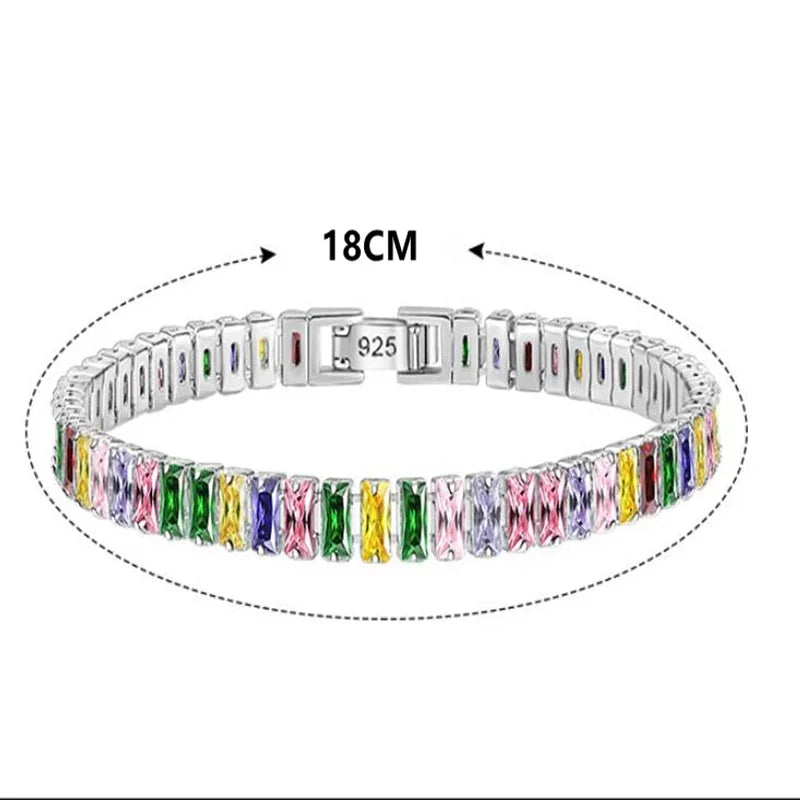 Hot sales 925 Sterling Silver Bracelet Noble Color Crystal Hand For Women Charm Wedding designer Jewelry Gift Party 18cm