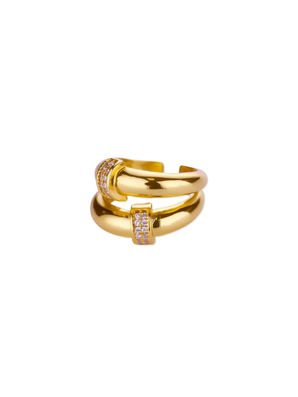 Zircon Star Knot Rings For Women Gold Color Stainless Steel Geometric Adjustable Finger Rings Wedding Couple Jewelry Gifts