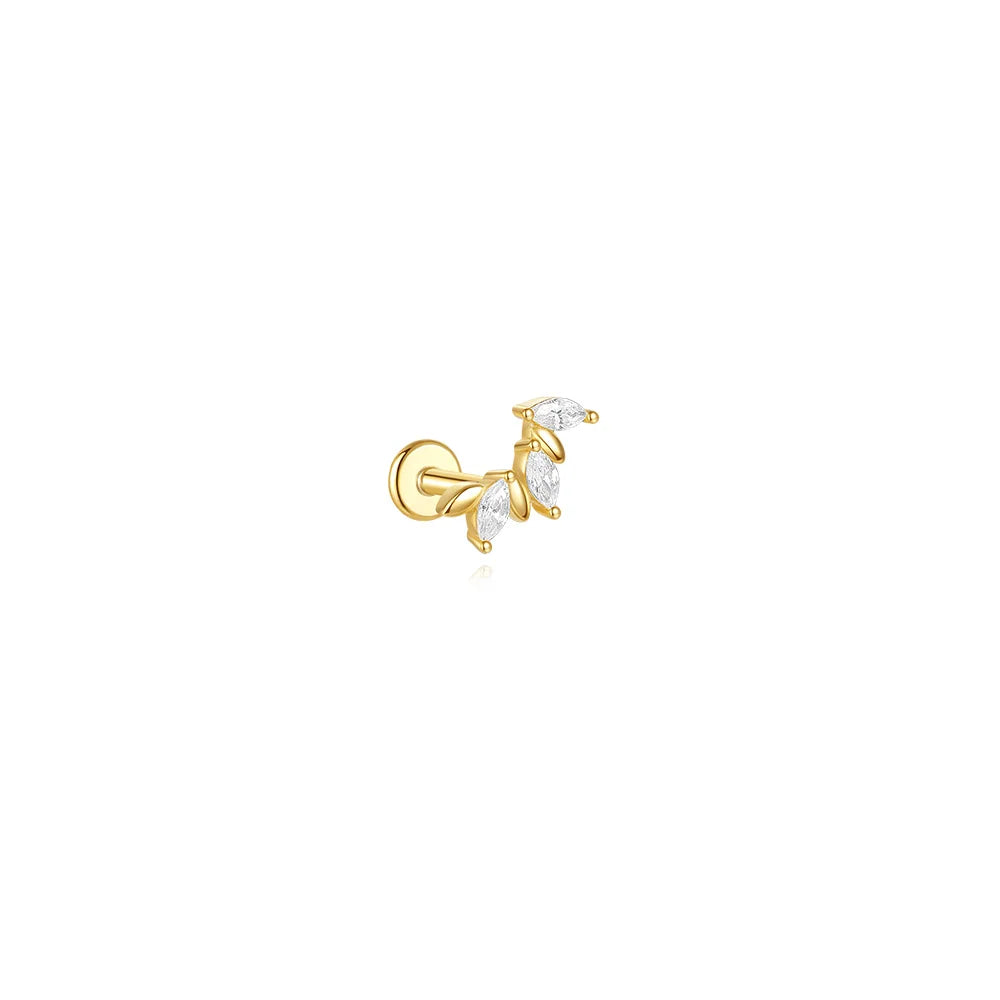 CANNER 1PC Four Pointed Star Moon Tassel Lotus Cartilage Spiral Puncture 925 Sterling Silver Stud Earring For Women Ins Earring