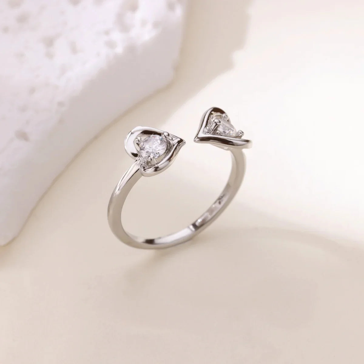 Stainless Steel Butterfly Bow Rings for Women Fashion Zircon Heart Open Ring Trendy Aesthetic Jewelry Party Wedding Gift
