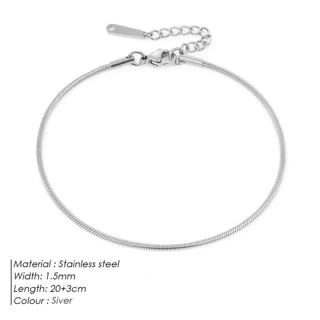SUNIBI Stainless Steel Snake Chain Anklet for Women Not Allergic Adjustable Sexy Leg Foot Bracelet Gifts Accessorie Dropshipping