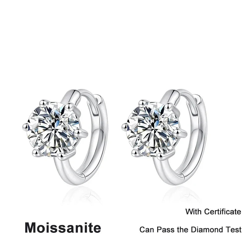 NeeTim 0.5ct 1ct Moissanite Earrings 925 Sterling Silver Lab Diamond Sparkling Party Wedding Studs Earring Designer for Women