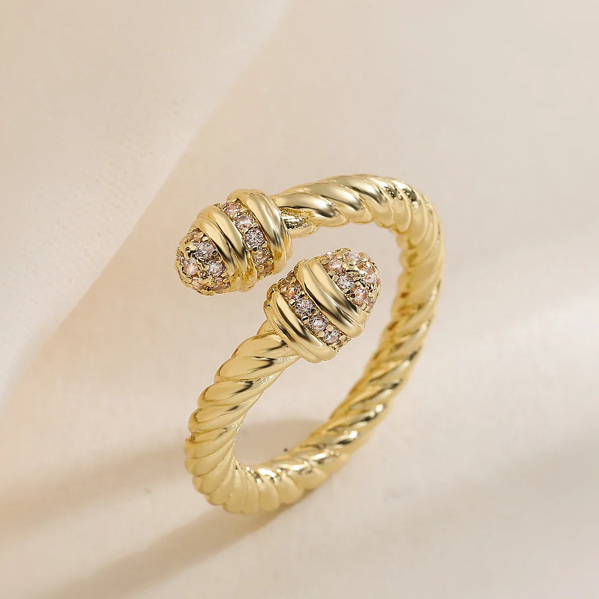 NEWBUY High Quality AAA CZ Zircon Inlay Copper Wedding Jewelry Unique Design Open Rings For Elegant Women Size Adjustable