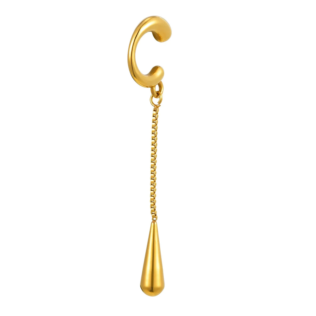 C-shaped Metal Teardrop Tassel Ear Cuff Clip Earrings for Women 1piece, No Piercings, Ear Cartilage Clips