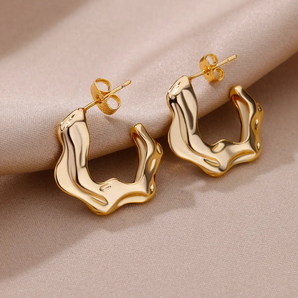 Punk Spike Rivet  Stainless Steel Earrings For Women Gold Color Earring Gothic Christmas Party Jewelry Gift Bijoux Femme