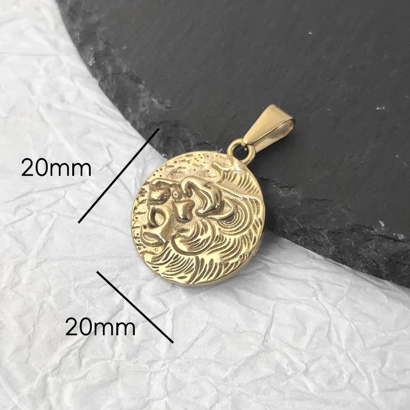Stainless Steel Vintage Round Portrait Coin St. Michael Compass Pendants Charm For Women Necklace Making Diy Jewelry