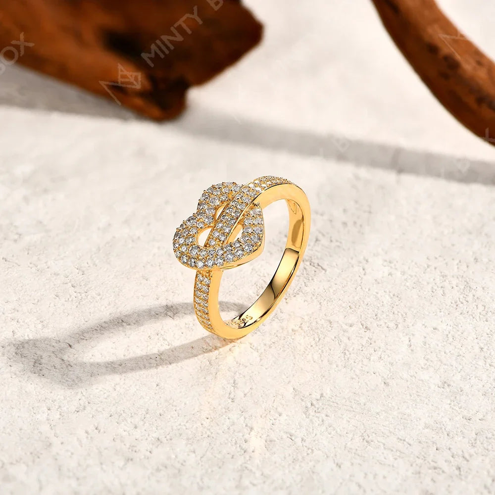 MINTYBOX S925 Silver Moissanite Rings for Women 0.568ctw D/VVS1 Lab Diamond Heart Ring 18K Gold Plated  Wedding Fine Jewelry