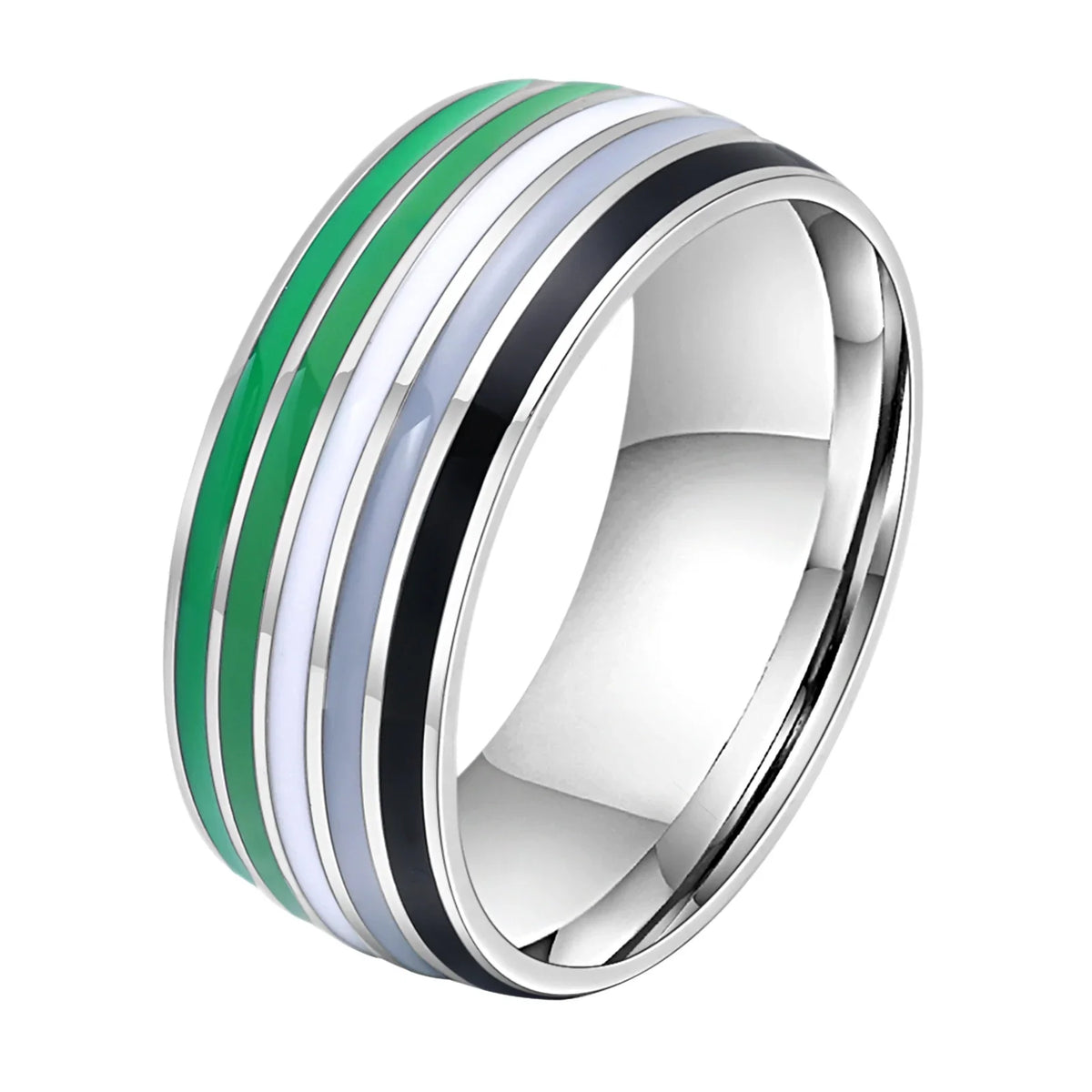 Stainless Steel Lesbian LGBT Ring for Women Couple , pride Love Promise Band Stripe Flag Color Engagement Rings