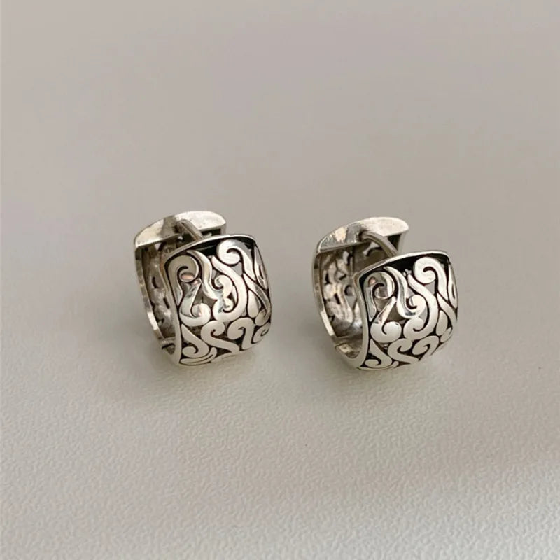 925 Sterling Silver Lucky Character Hollowed Out Cloud Earring for Women Ethnic Retro Jewelry Gift
