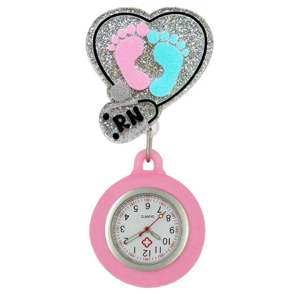 Hospital Health Care Shiny Heart Medical Icons Cartoon Lovely Nurse Doctor Clip Pocket Watches Hang Clock Gift Watch