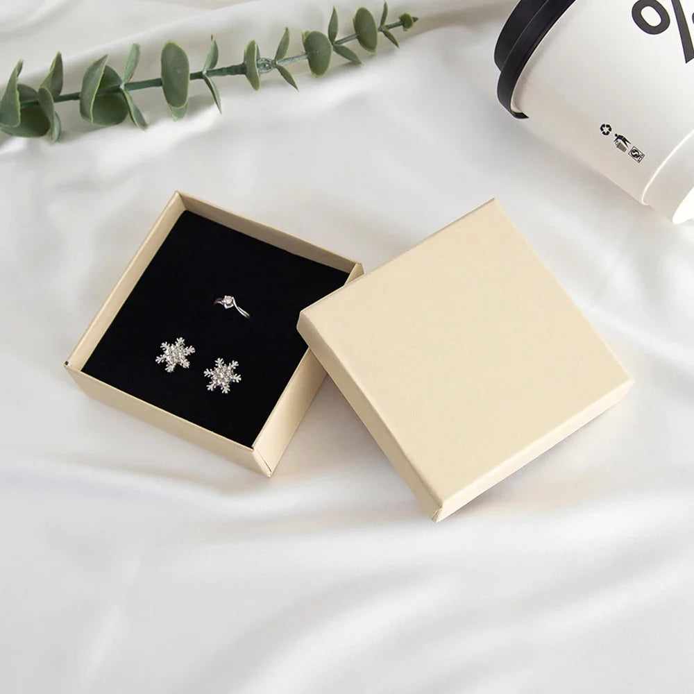 24Pcs Personalized Logo Jewelry Paper Gift Box Wedding Favors Ring Earring Necklace Pendant Bracelet Stud Bag Storage Packaging