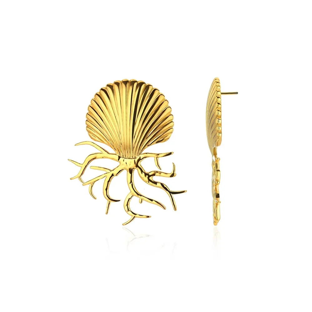Punk Sun Face Stud Stainless Steel Earrings For Women Gold Color Star Piercing Ear Accessories Femme Gothic Jewelry Party Gift
