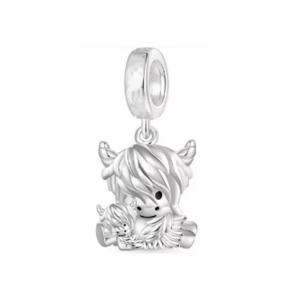 2026 925 Silver Flower, Butterfly, Highland Cow, Motorcycle Pendant Fit European Original Bracelet DIY Jewelry Exquisite Jewelry