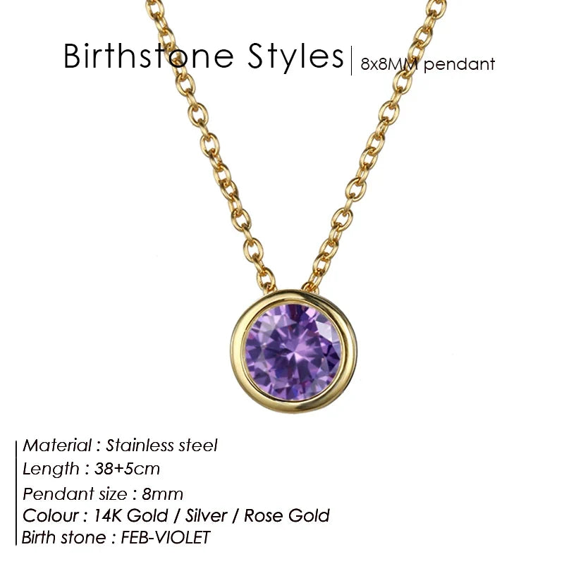 Classic Stainless Steel Necklace Women Designer Luxury Jewelry Gold Color Bride Statement 12 Birthstone Necklace