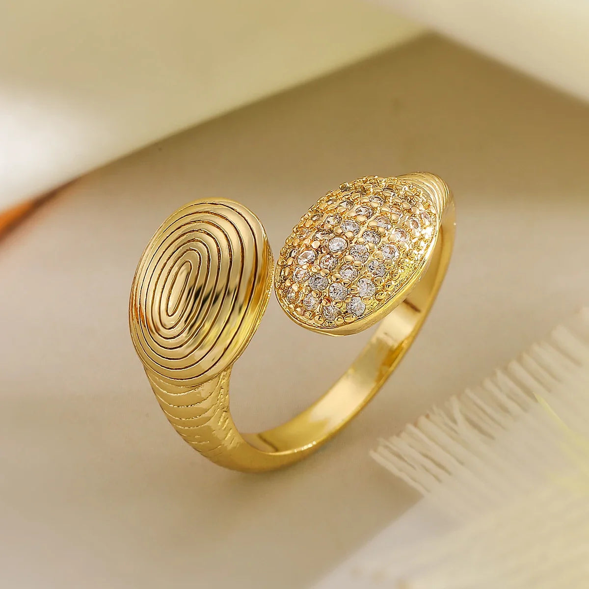 NEWBUY High Quality AAA CZ Zircon Inlay Copper Wedding Jewelry Unique Design Open Rings For Elegant Women Size Adjustable
