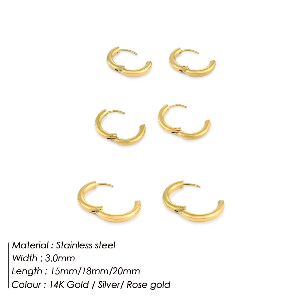 Minimalist Stainless Steel Round Earrings for Women Trendy Geometric Drop Statement Earrings Party Fashion Jewelry Gift