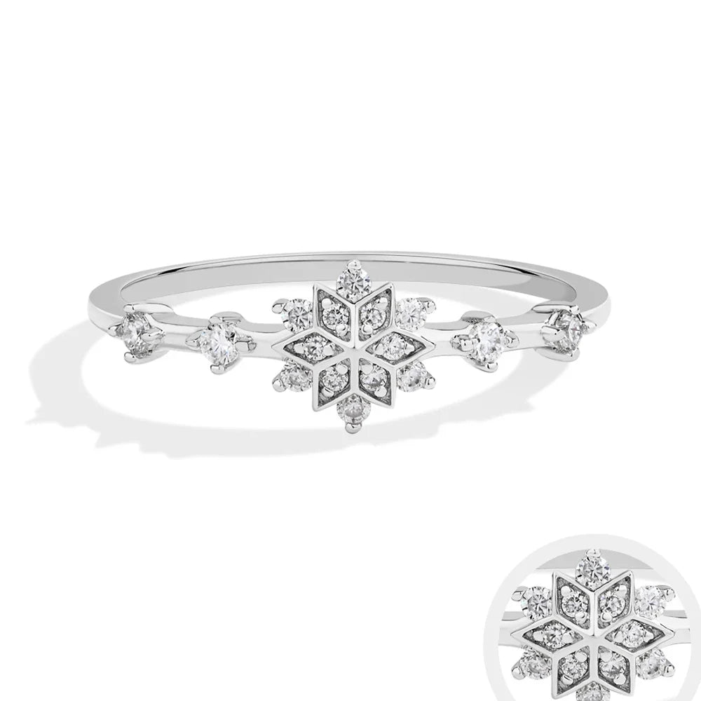 MINTYBOX Snowflake S925 Sterling Silver Moissanite Engagement Rings for Women Lab Diamond Ring 18K Gold Plated Fine Jewelry Gift