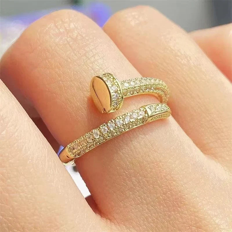 Korean Punk Cubic Zirconia adjustable ring for Women Office Party Friends Gifts Jewelry Accessories