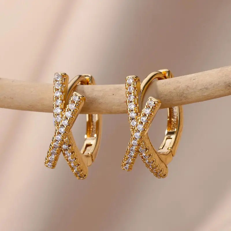 Zircon Evil Eye Earrings For Women Stainless Steel Gold Color Pendientes Piercing Earring Goth 2024 New In Jewelry aretes mujer