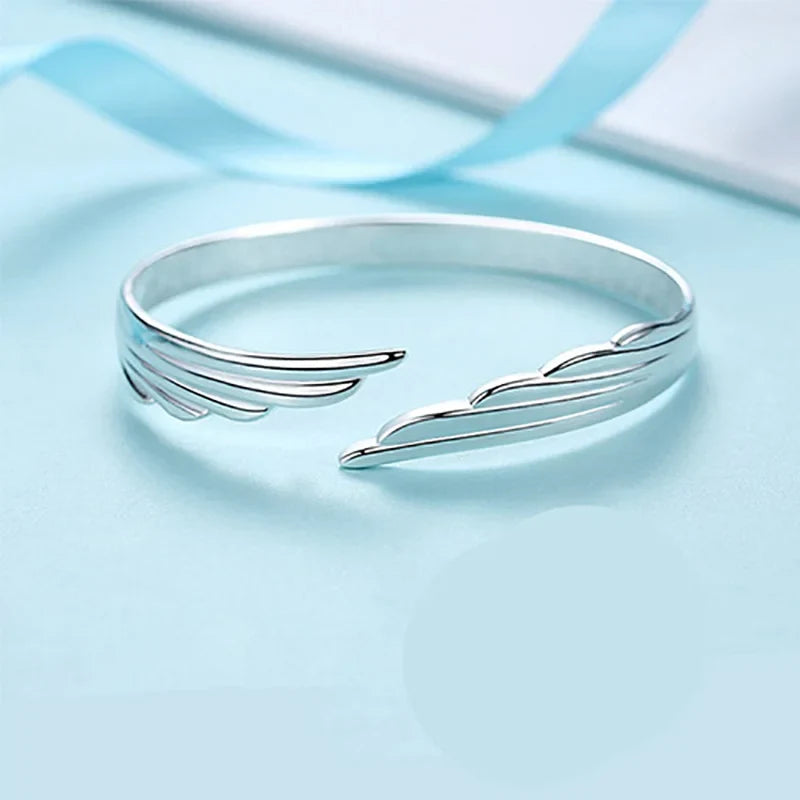 925 Sterling Silver Wing Cuff Women's Bangles Bracelets Wedding Luxury Quality Jewelry Accessories Wholesale Free Delivery