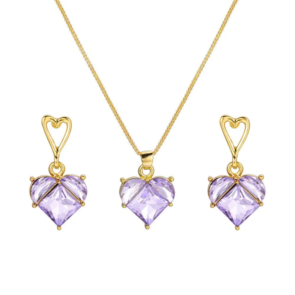 Fashion 3-piece Set Pearl Jewelry Set for Women Korean Heart Ring Pendant Necklace Hoop Earrings Set Trendy Elegant Wedding Gift