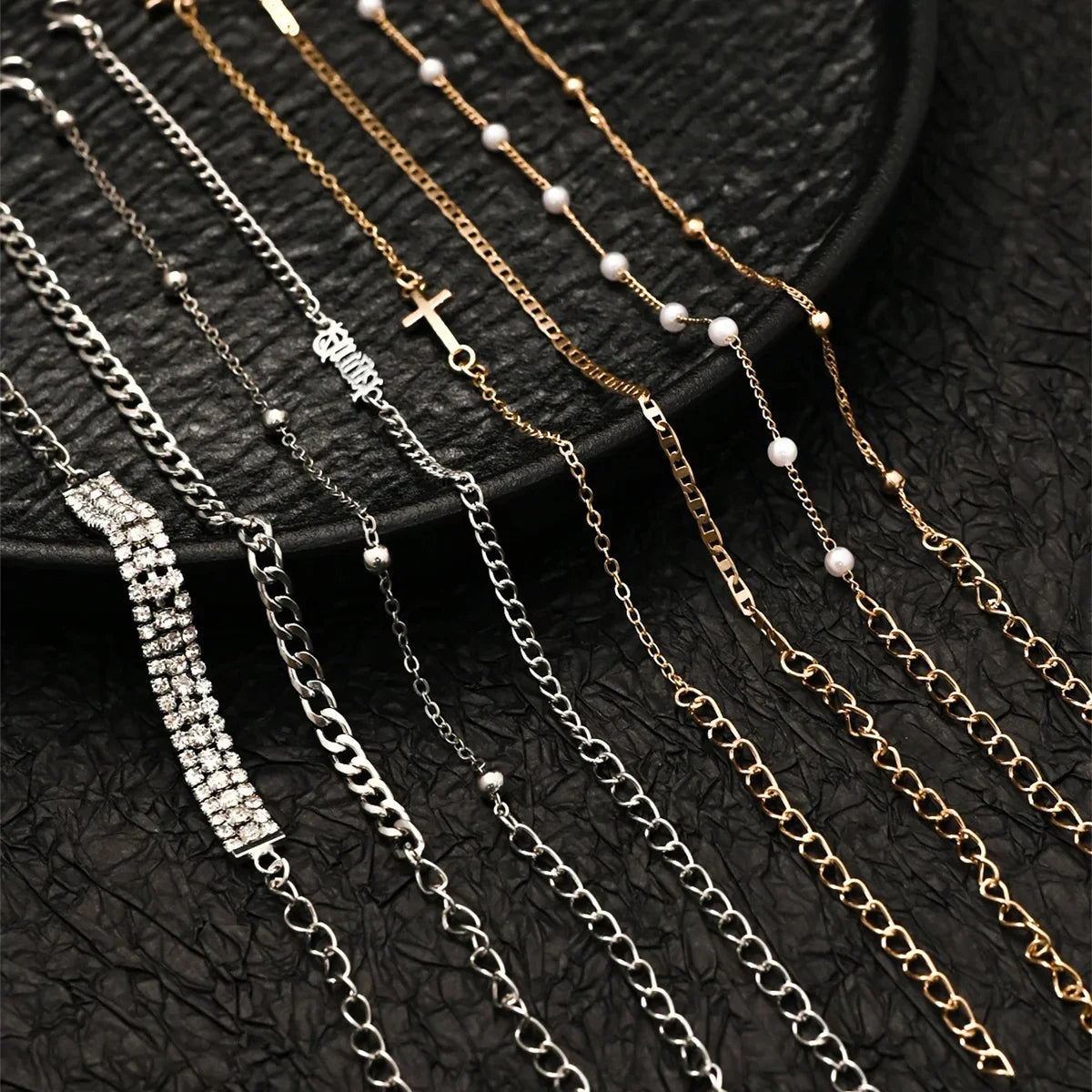 8pcs Fashion Women Stainless Steel Bracelet Stackable for Women, Thin Herribone Chain Bracelet Waterproof Gold Plated Jewelry