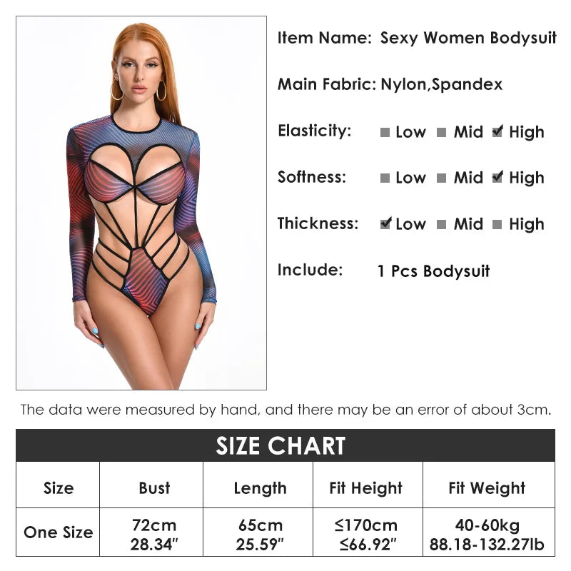 Sexy Colorful Jumpsuits for Women Bodysuit One Piece Leotard Long Sleeve Catsuit Erotic Lingerie Tights Female Sex Porno Costume