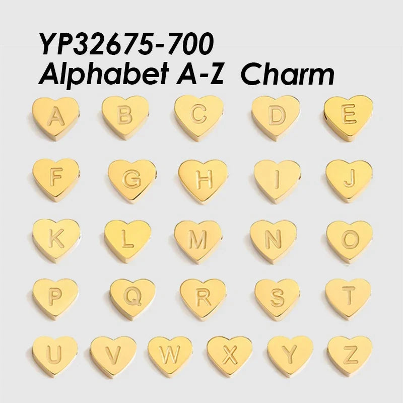 Initial Name Heart Shape Pendant For Necklaces 316L Stainless Steel Necklace for Women Bracelet Make Earrings Jewelry