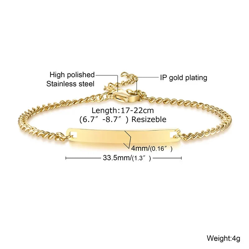 Vnox Minimalist Personalize Engrave Stainless Steel Thin Bar Bracelets for Women Lady Custom Friendship Bridesmaid Gifts Jewelry