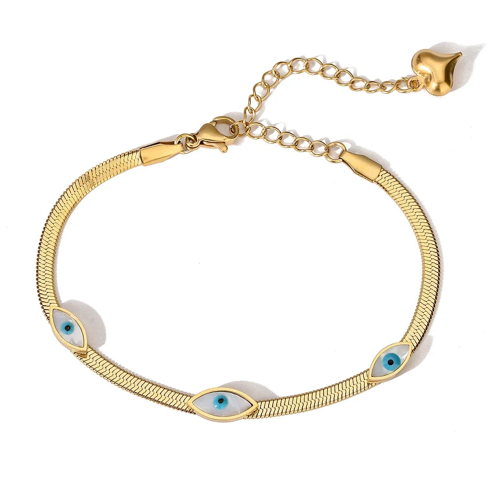 NEWBUY High Quality Non-Fading 316L Stainless Steel Jewelry Gold/Silver Color Evil Eye Choker Chain Bracelet For Women Girl Gift