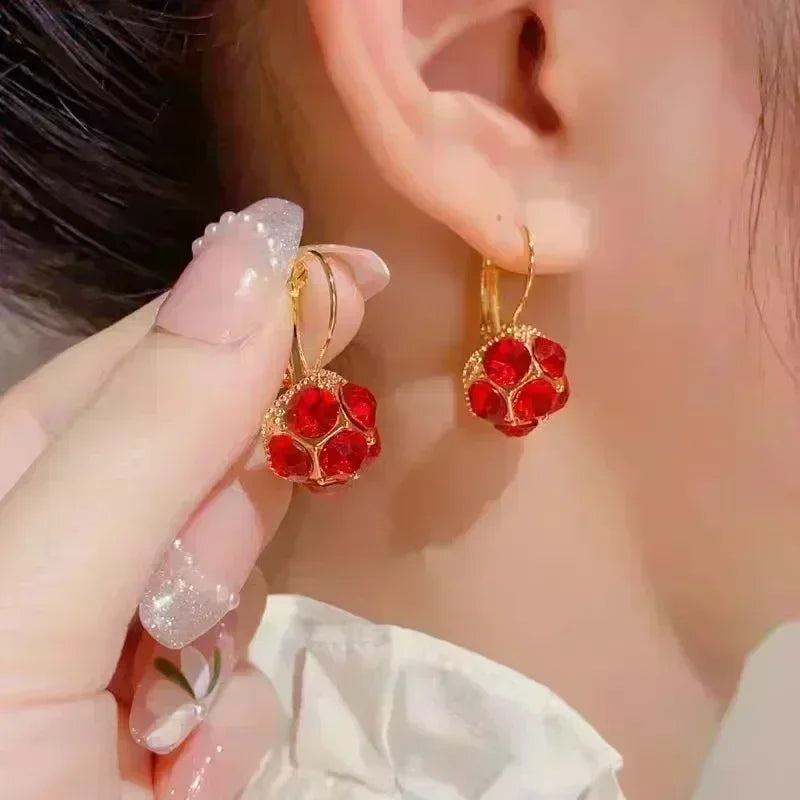 Exquisite Blue Drop-shaped Crystal Pendant Earrings For Women Fashion Personalized Daily Accessories Party Jewelry Birthday Gift