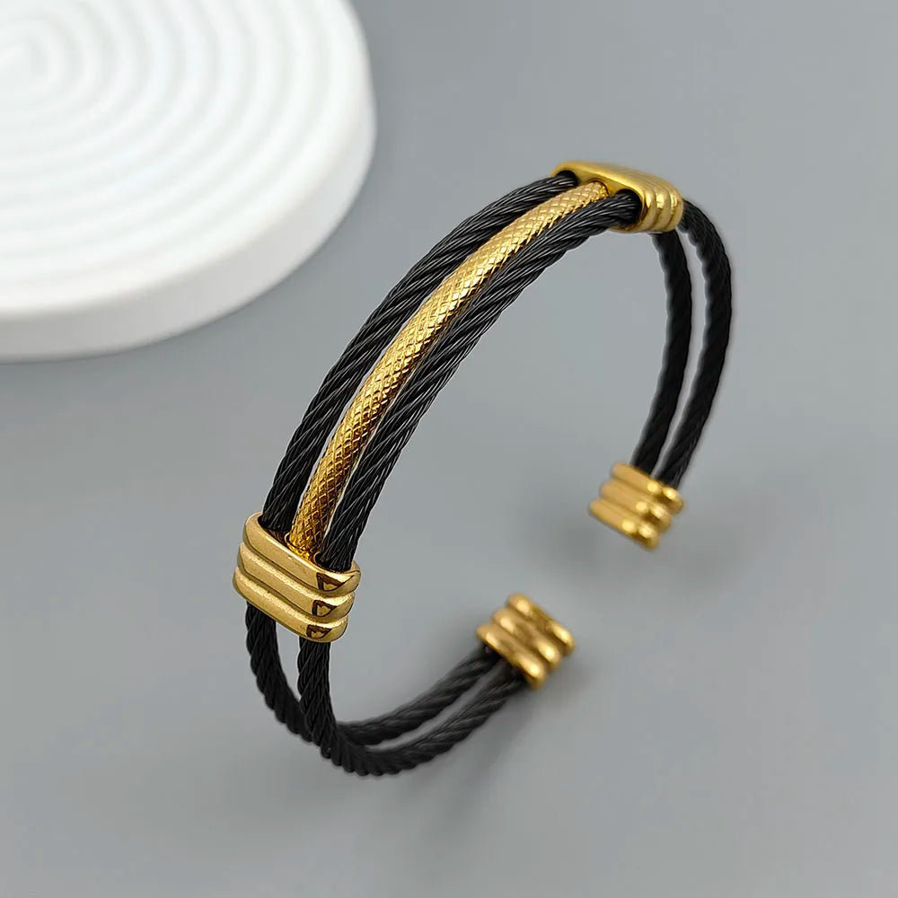 New three-layer steel wire mesh gold-plated stainless steel bracelet 18K, high quality waterproof couple bracelet, wife gift