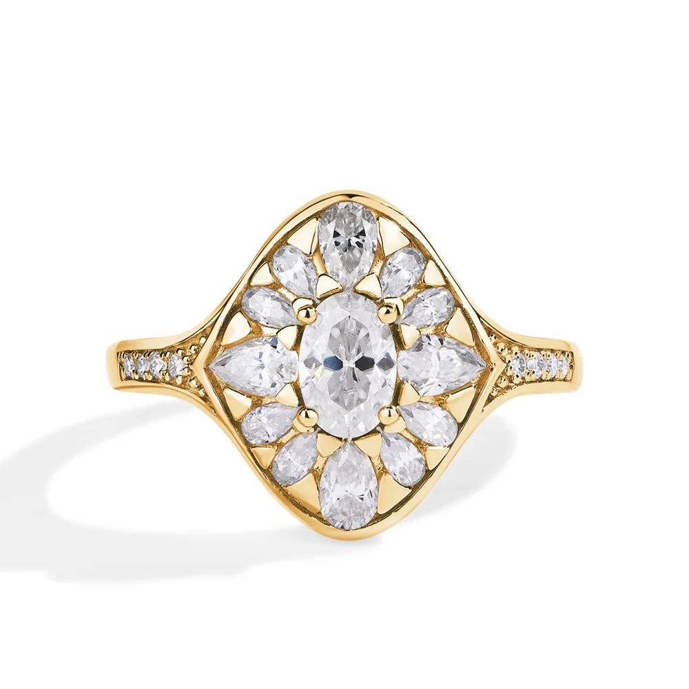 MINTYBOX 925 Sterling Silver Full Moissanite Engagement Ring For Women Oval Cut 0.5ct Diamond Rings Luxury Wedding Fine Jewelry