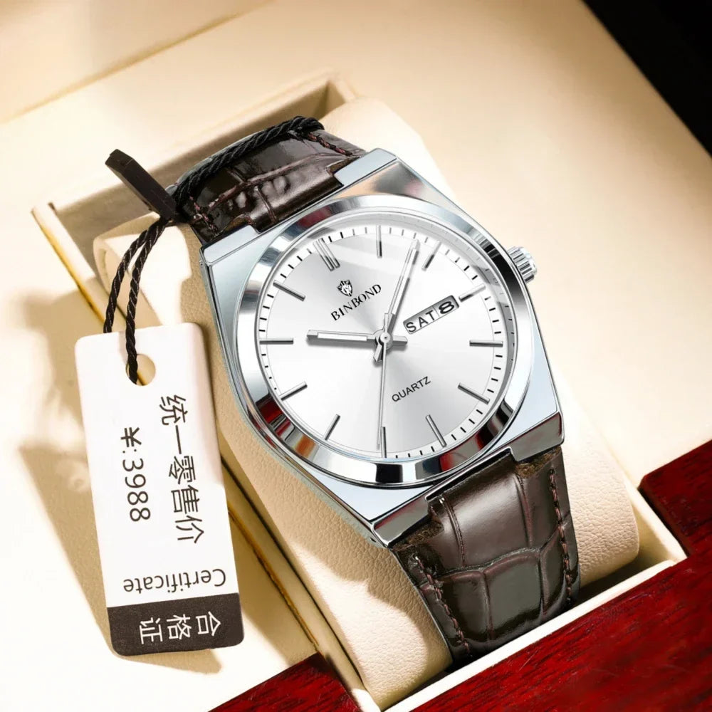 2026 Casual Business Leather Fashion Quartz Wristwatches Gold Clock Men Luxury Watch Automatic Watches Mens Gifts Montre Homme